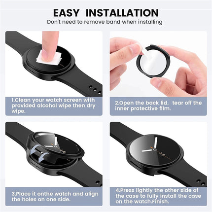 For Samsung Galaxy Watch 8 Case Cover With Glass Screen Protector 40mm Black