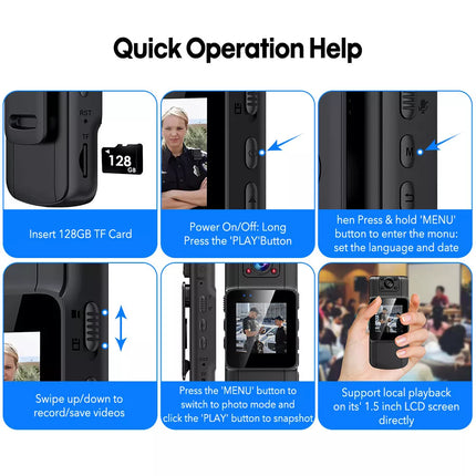 1080P Police Body Camera Audio Video Cam Recorder Night Vision DVR Camcorder