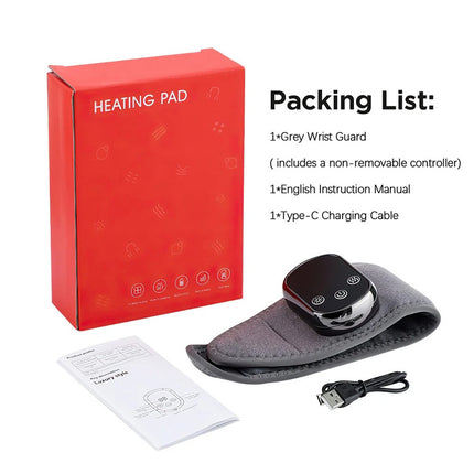 USB Rechargeable Heated Wrist Massager with Vibration Hand Brace for Pain Relief