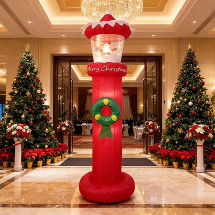 Christmas Inflatables Outdoor Decorations Magical Snow Blowing Door Lighthouse