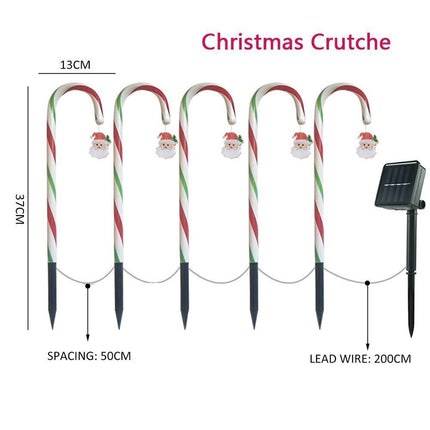 5x Solar Powered LED Christmas Sugar Candy Light Outdoor Garden Lamp Backyard