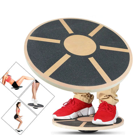 Wooden Balance Board Core Trainer Fitness Round Wobble Platform Yoga Pilate