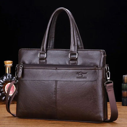 14'' Mens Leather Shoulder Bag Handbag Business Briefcase Crossbody Tote Men