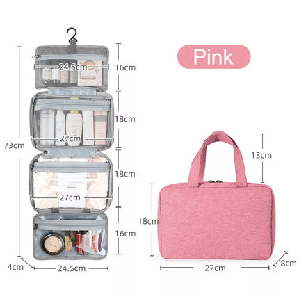 Large Hanging Hook Toiletry Bag Waterproof Travel Makeup Cosmetic Organizer Case Pink