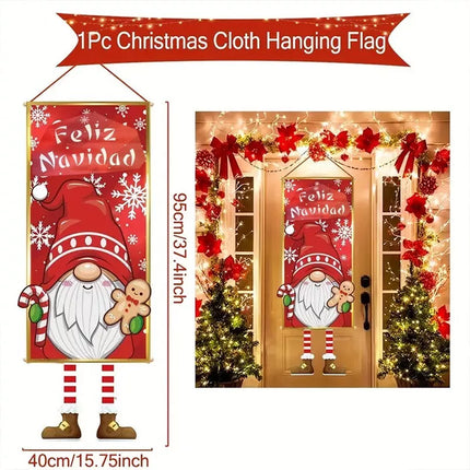 4 Mix Christmas Hanging Flag Decoration Door Wall Banner Painting Ornaments Party Xmas