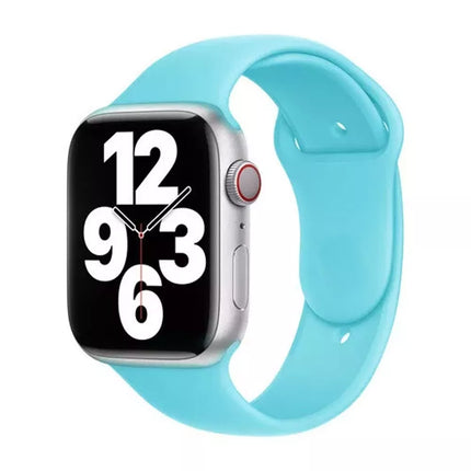 Silicone Sports Band For Apple Watch Series 4-7/SE 38mm 44mm Blue Sea