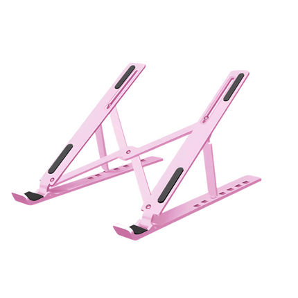 Pink Durable Plastic Ergonomic Portable Adjustable Laptop Stand Foldable Desktop Tripod Tray Holder