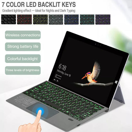 Bluetooth Keyboard Backlit Wireless Touchpad For Microsoft Surface Pro 3/4/5/6/7