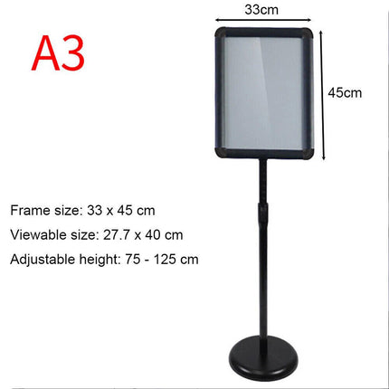 A3 Floor Poster Stand Foyer Pedestal Sign Holder Business Menu Display Stand
