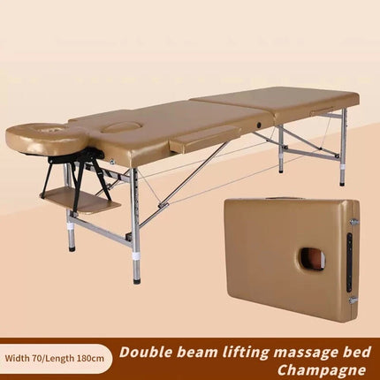 Champagne Beige Portable Folding Massage Table Bed Beauty Acupuncture Spa Chair Adjustable 180cm