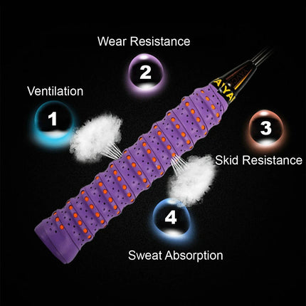 2 Pcs Pink-Yellow Badminton Tennis Racket Hand Glue Anti Slip Handle Tape Fishing Rod Grip