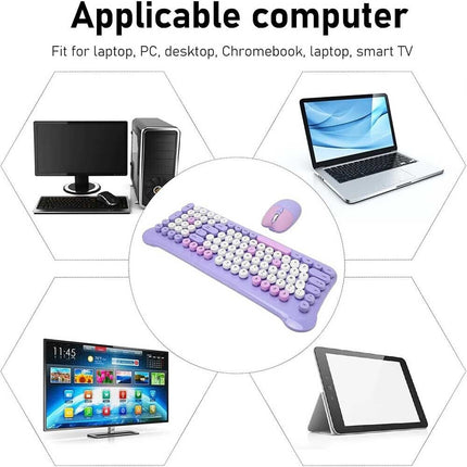 Purple Cute Auto Sleeping Wireless Keyboard Mouse Set Bluetooth Gamming Computer Laptop