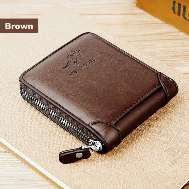 Brown Men's Leather Wallet RFID Blocking Credit ID Card Cash Holder Purse