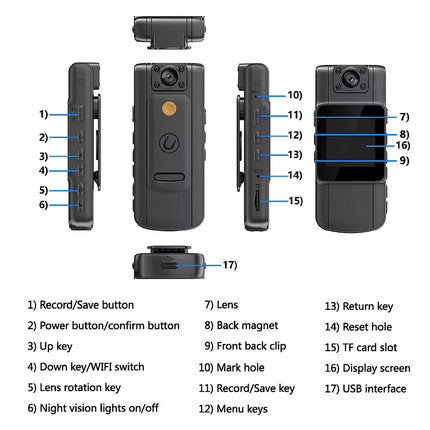 1080P Police Body Camera Audio Video Cam Recorder Night Vision DVR Camcorder