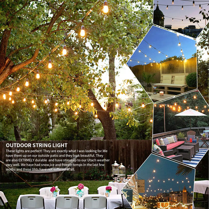 Solar Power 15LED 48FT Festoon String Lights Wedding Party Lights Waterproof