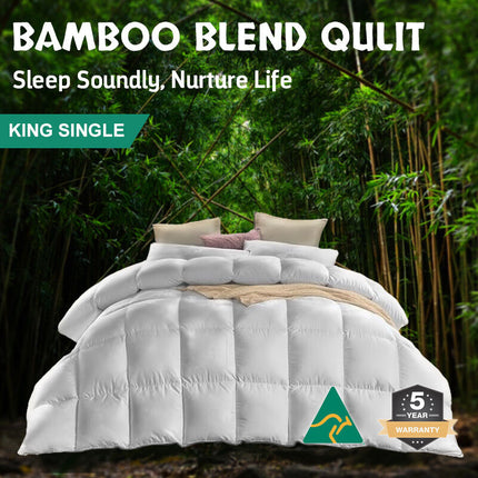 King Single 200GSM Microfiber Bamboo Blend Lightweight Comfort Quilt Duvet Odor Free