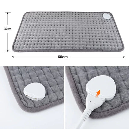 60cm Electric Heat Pad Adjustable Heating Mat Warmer Blanket Back Pain Relief