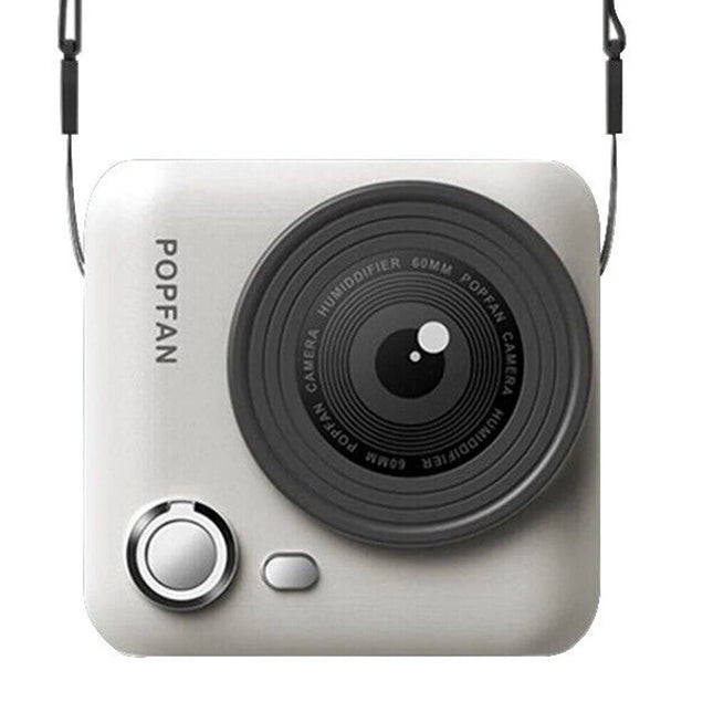 White-Camera Neck Fan Bladeless Hanging Air Cooler USB Rechargeable Portable Personal