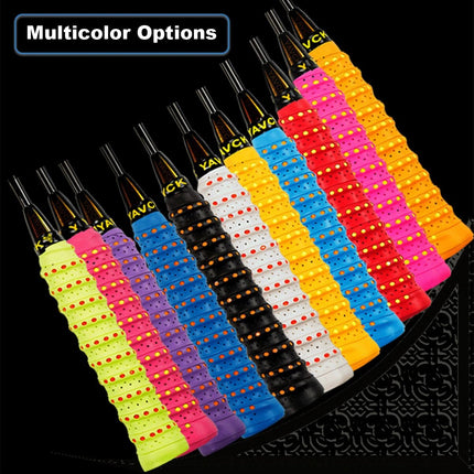 2 Pcs Pink-Yellow Badminton Tennis Racket Hand Glue Anti Slip Handle Tape Fishing Rod Grip