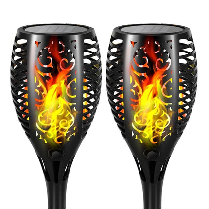 2 Pcs Outdoor Solar Flame Lights Fire LED Torch Garden Christmas Decorations Light