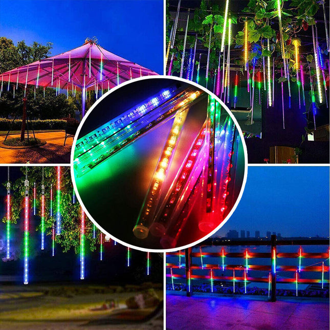 Multi Color 288 LEDS Christmas Solar Meteor Shower Lights Falling Star Rain Drop Icicle Light