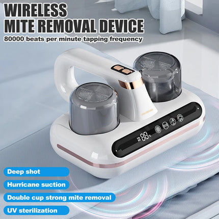 10000pa Wireless UV Dust Mite Remover Vacuum Cleaner for Bedding Sofa Mattress White