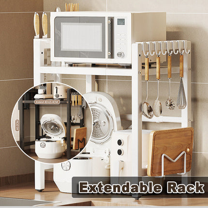 White Expandable Storage Rack Kitchen Shelving Oven Microwave Organizer Stand