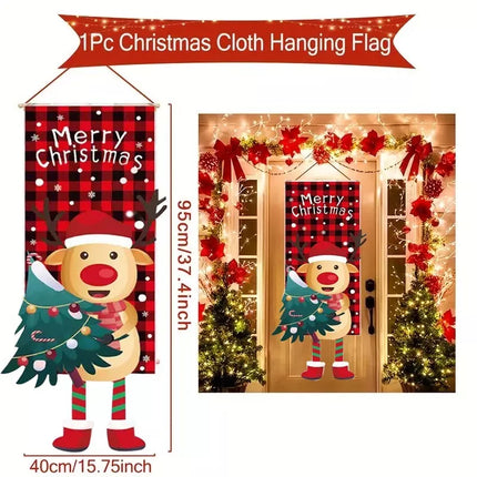 4 Mix Christmas Hanging Flag Decoration Door Wall Banner Painting Ornaments Party Xmas