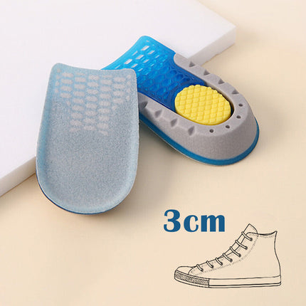 3cm Height Increase Insole TPE Silicone Gel Heighten Lift Half Shoes Pad Men Women