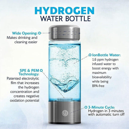 450ml Portable Hydrogen Rich Alkaline Water Ionizer Generator Bottle Cup Mug