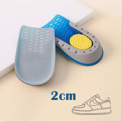 2cm Height Increase Insole TPE Silicone Gel Heighten Lift Half Shoes Pad Men Women