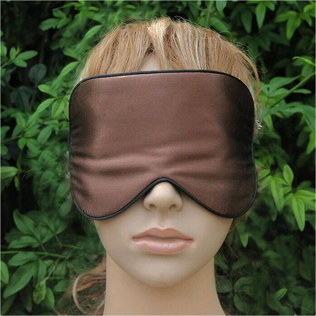 100% Pure Silk Sleeping Eye Mask Sleep Soft Blindfold Lights Out Travel Relax Coffee