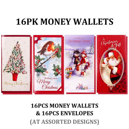 16pk 3D Christmas Money Wallet & Envelope Gift Holder Pocket Gift Card Voucher