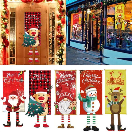 4 Mix Christmas Hanging Flag Decoration Door Wall Banner Painting Ornaments Party Xmas