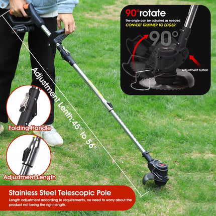 Cordless Electric Grass String Trimmer Lawn Cutter Brush Mower Whipper Snipper