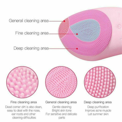 Electric Silicone Facial Cleansing Brush Face Washing Brush Cleaner Massager