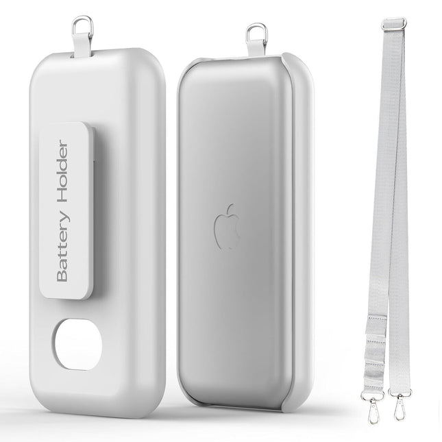 White Battery Case for Apple Vision Pro Holder with Belt Clip Shoulder Strap Cover VR