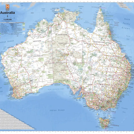 (Folded) Map of Australia (75x63cm) Road Travel Poster Large Detailed Camping