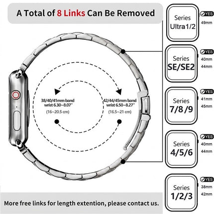 Apple Watch Band Strap iWatch Stainless Steel Series 11 10 9 8 Ultra SE 42 46mm Silver & Black