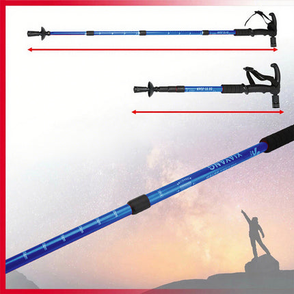 Hiking Trekking Poles Walking Sticks LED Adjustable Anti Shock Camping Blue