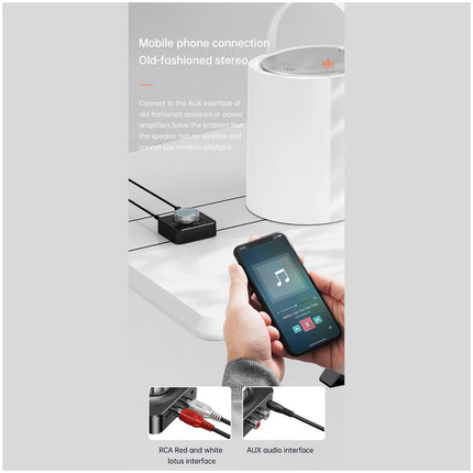 Bluetooth 5.0 Receiver 3.5mm AUX To 2RCA Audio Stereo Wireless Adapter