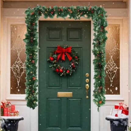 9ft Pre-Lit Artificial Christmas Garlands Xmas Garland Decorated Pine Cones