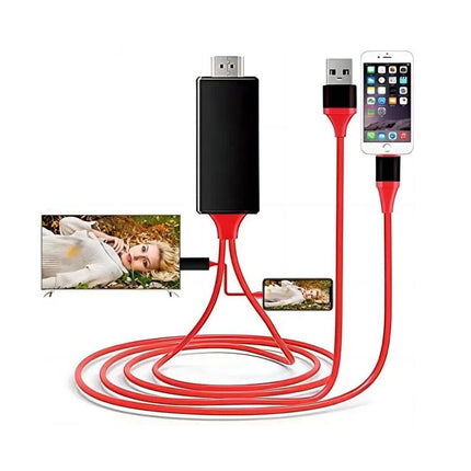 Red 2m MFi Certified 8-Pin to HDMI Cable Digital TV AV Adapter For iPhone 14 13 iPad