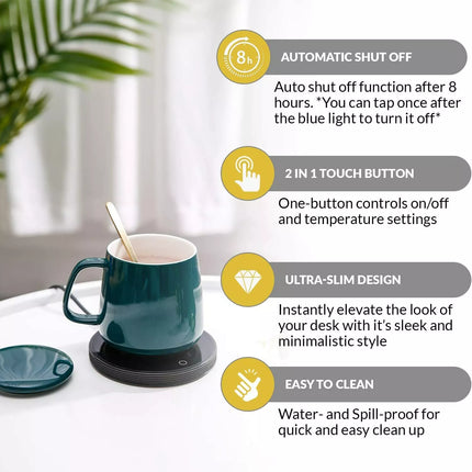 2PCS Smart USB Coffee Mug Warmer Tea Milk Cup Heater Pad Heating Plate Office Home