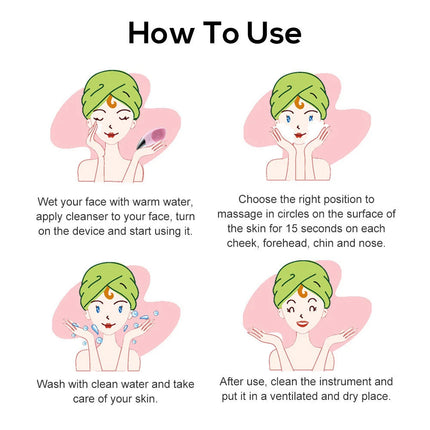 Electric Silicone Facial Cleansing Brush Face Washing Brush Cleaner Massager