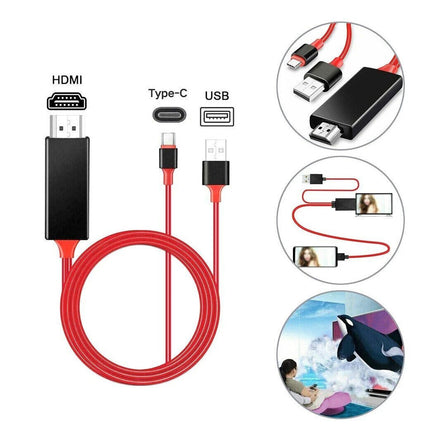 Red 2m MFi Certified 8-Pin to HDMI Cable Digital TV AV Adapter For iPhone 14 13 iPad