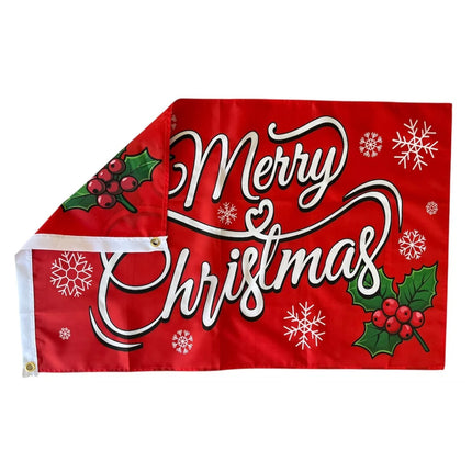 2PCS Merry Christmas Flag 3ft x 2ft / 90 x 60cm Santa Holly Christmas Flag
