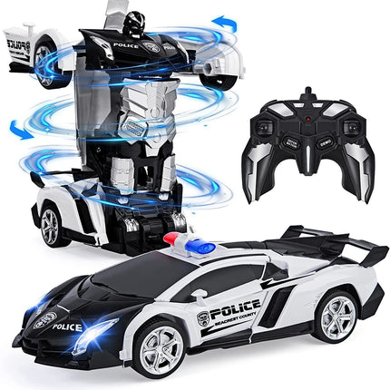 Transformer RC Robot Car 2 IN1 Remote Radio Control Xmas Gift Toys for Kids Black/White