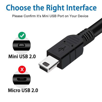 Black Premium USB to Mini USB Cable Mini-B 5Pin Data Sync Charging Charger Cord 1m