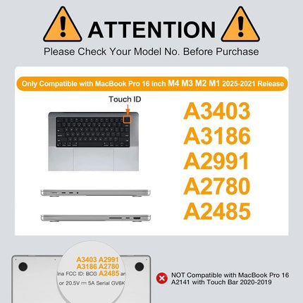 For MacBook Pro 16 inch Case Cover M4 M3 M2 A3403 A3186 A2991 A2780 A2485 2025